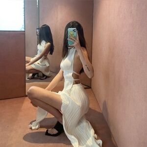 Sexy Backless Women Summer Bodycon Sleeveless Tank Top + Designer Skirt Set 2pcs
